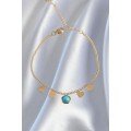 316L Steel Gold Color Bracelet with Minimal Heart and Blue Stone Detail