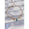 316L Steel Gold Color Bracelet with Minimal Heart and Blue Stone Detail