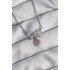316L Steel Silver Color Bow Detail Pink Zircon Stone Drop Necklace