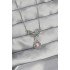 316L Steel Silver Color Bow Detail Pink Zircon Stone Solitaire Necklace