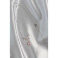 316L Steel Silver Color Bow Detail Pink Zircon Stone Solitaire Necklace 316L Steel Silver Color Bow Detail Pink Zircon Stone Solitaire Necklace