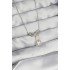 316L Steel Silver Color Bow Detailed Zircon Stone Solitaire Necklace