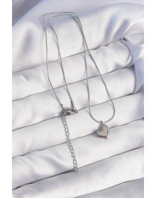 316L Steel Silver Color Minimal Heart Design Necklace