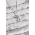 316L Steel Silver Color Bow Detailed Zircon Stone Drop Model Necklace
