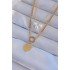 316L Steel Gold Color Double Chain Pearl Detail Love Heart Necklace