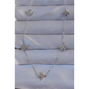 316L Steel Silver Color Bird Model Necklace