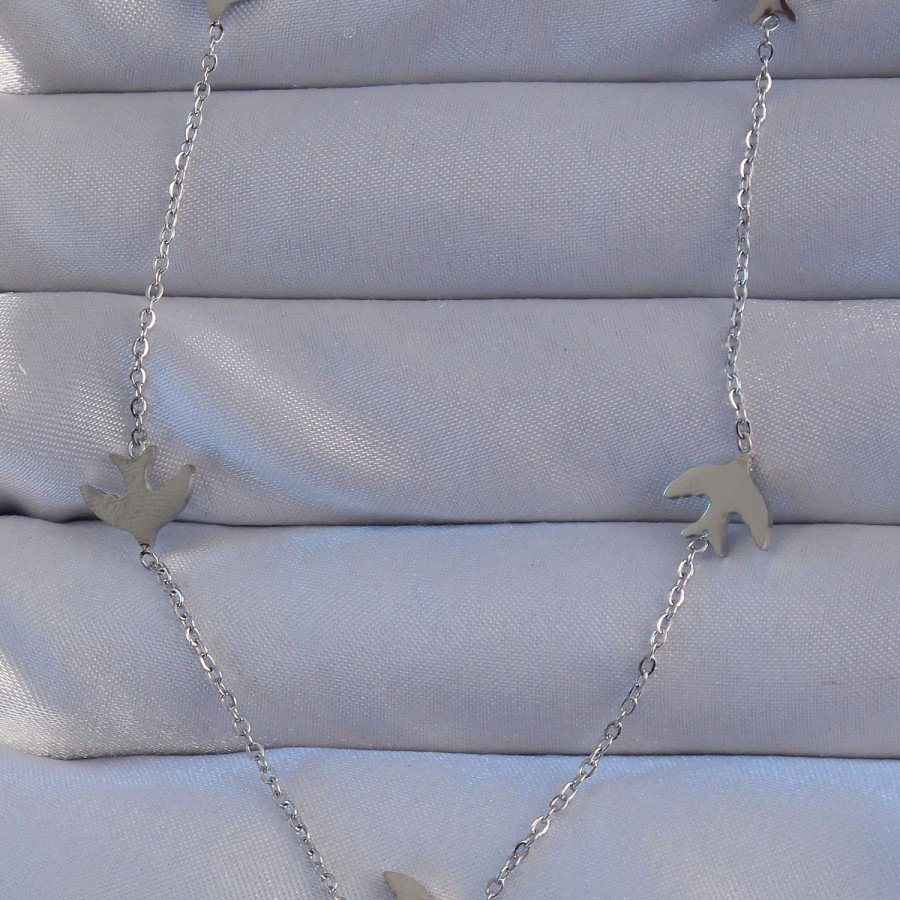 316L Steel Silver Color Bird Model Necklace