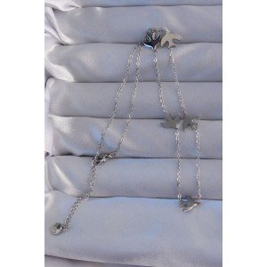 316L Steel Silver Color Bird Model Necklace