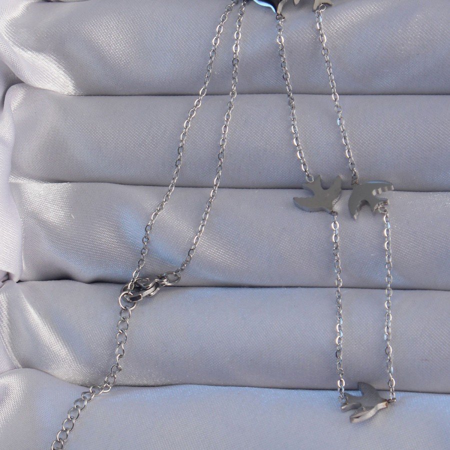 316L Steel Silver Color Bird Model Necklace