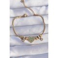 316L Steel Gold Color Zircon Stone Evil Eye Heart Design Bracelet