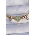 316L Steel Gold Color Zircon Stone Evil Eye Heart Design Bracelet