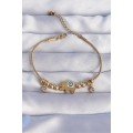 316L Steel Gold Color Zircon Stone Elephant Design Bracelet with Evil Eye 316L Steel Gold Color Zircon Stone Elephant Design Bracelet with Evil Eye