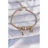 316L Steel Gold Color Zircon Stone Clover Detail Evil Eye Key Design Bracelet