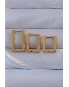 316L Steel Gold Color Rectangular Earring Set