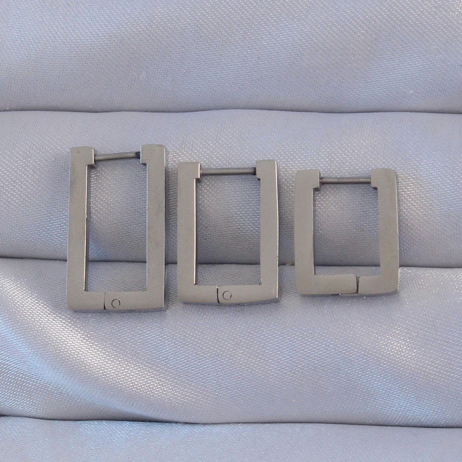 316L Steel Silver Color Rectangular Earring Set