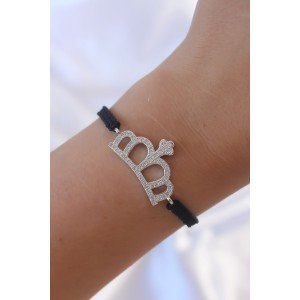 Silver Color Zircon Stone Crown Figure Macrame Bracelet