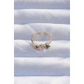 Brass Gold Color Colorful Zircon Stone Adjustable Ring