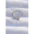Brass Silver Color Zircon Stone Geometric Adjustable Ring