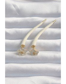 Brass Cream Color Botega Earrings