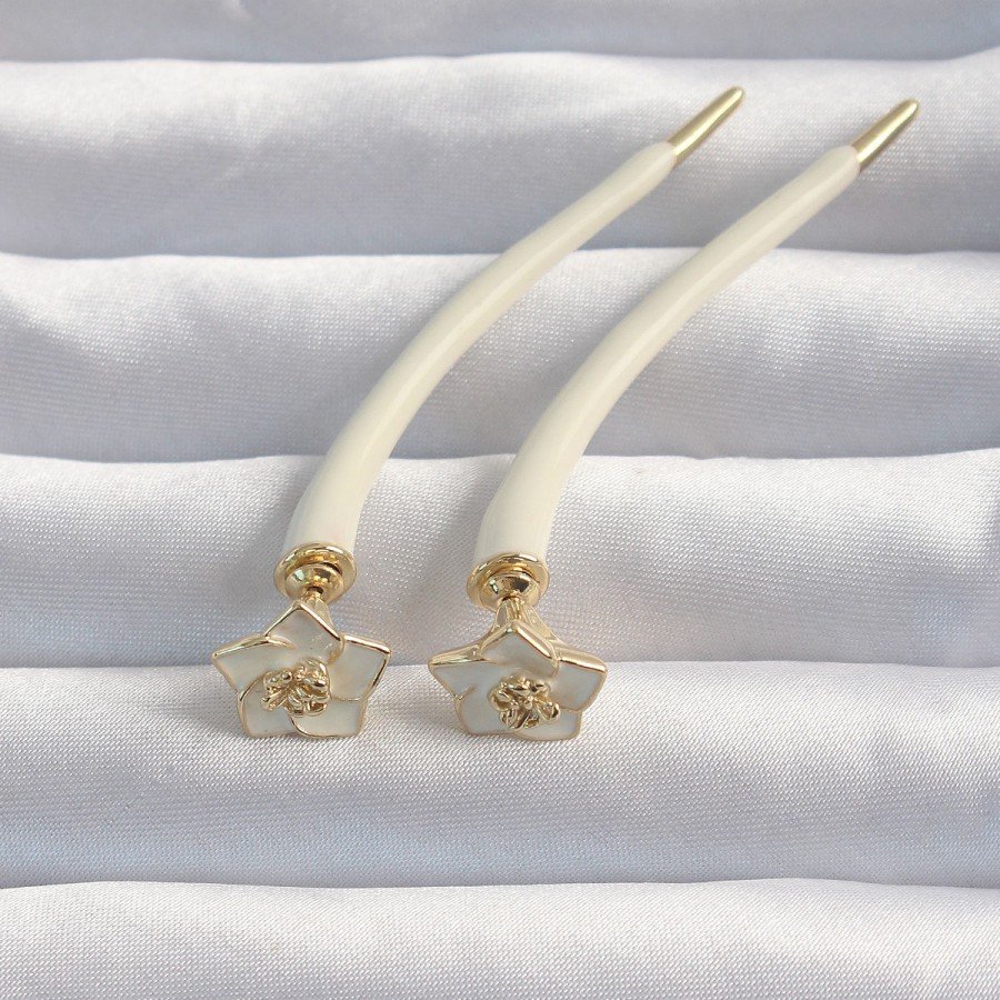 Brass Cream Color Botega Earrings