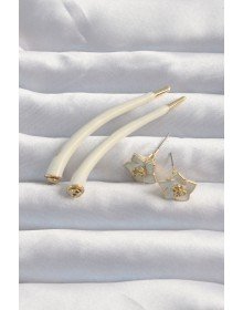 Brass Cream Color Botega Earrings