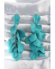 Brass Turquoise Color Hanging Leaf Model Earrings Brass Turquoise Color Hanging Leaf Model Earrings