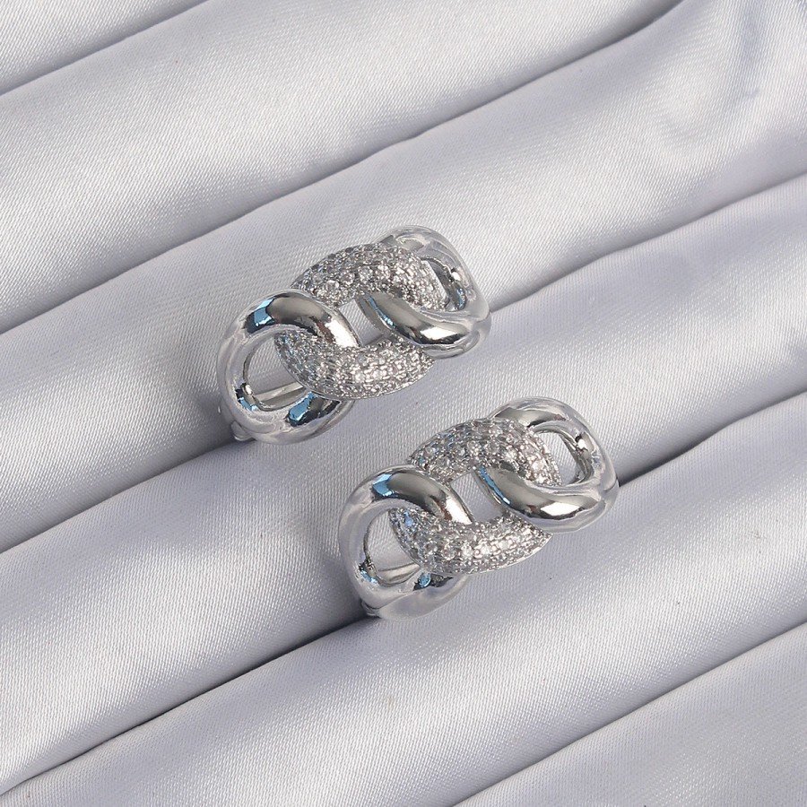 Brass Silver Color Zircon Stone Milky Way Earring