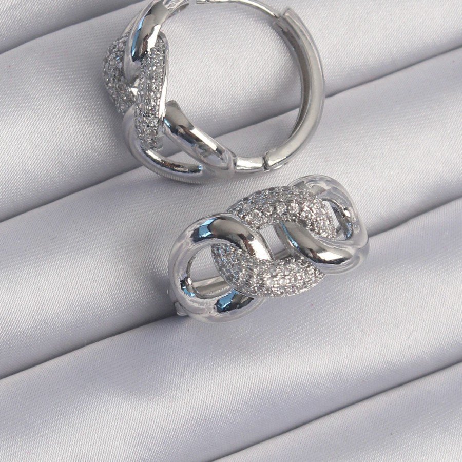 Brass Silver Color Zircon Stone Milky Way Earring