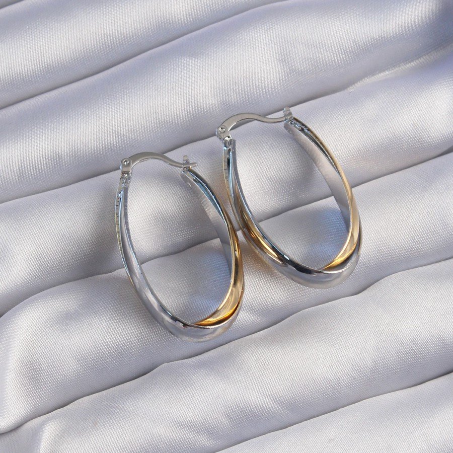 Brass Gold Silver Color Long Curved Earrings