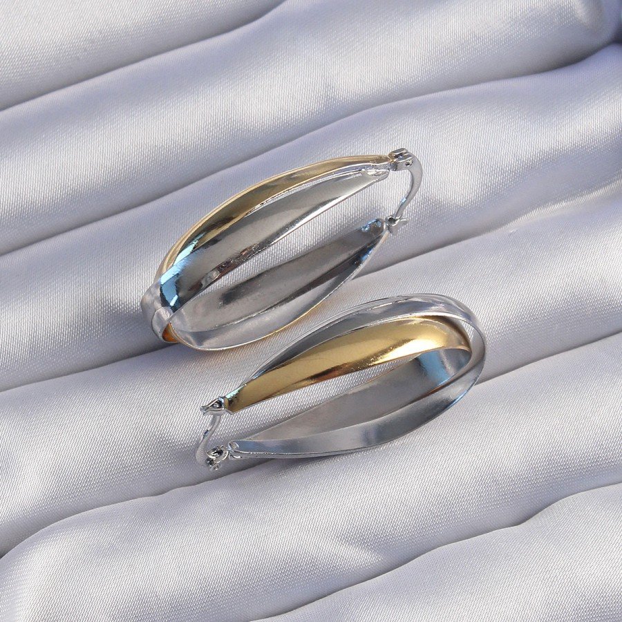 Brass Gold Silver Color Long Curved Earrings