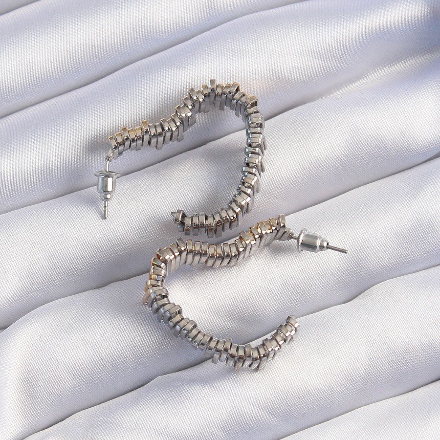 Brass Gold Silver Color Serrated Heart Earrings