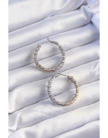 Brass Gold Silver Color Serrated Hoop Earrings