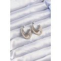 Brass Gold Silver Color Flat Plate Hoop Earrings