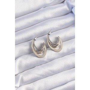 Brass Gold Silver Color Flat Plate Hoop Earrings