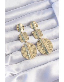 Brass Gold Color Geometric Crushing Plate Earrings