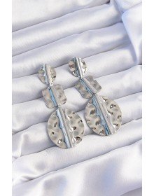 Brass Silver Color Geometric Crushing Plate Earrings