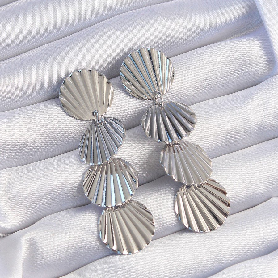 Brass Silver Color Seashell Model Hanging Earrings