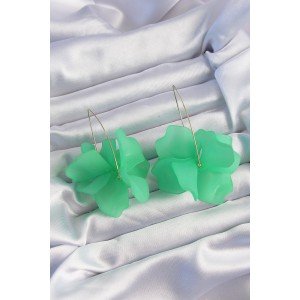 Brass Green Colored Flora Earrings