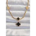 316L Steel Gold Color Italian Chain Enamel Clover Necklace