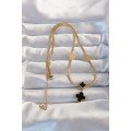 316L Steel Gold Color Italian Chain Enamel Clover Necklace