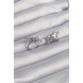 Brass Silver Color Large Zircon Stone Curved Minimal Butterfly Hoop Earrings