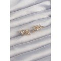 Brass Gold Color Large Zircon Stone Curved Minimal Butterfly Hoop Earrings