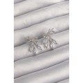 Brass Silver Color Zircon Stone Bow Earrings