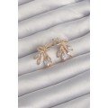 Brass Gold Color Zircon Stone Bow Earrings