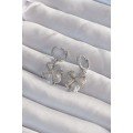 Brass Silver Color Large Zircon Stone Bow Model Hoop Earrings