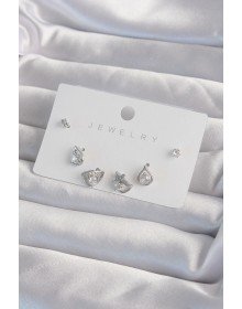 Brass Silver Color Zircon Stone Drop Model Earring Set
