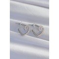 Brass Silver Color Zircon Stone Curved Half Heart Earrings
