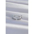 Brass Silver Color Zircon Stone Curved Pearl Flower Earrings
