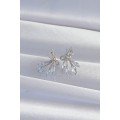 Brass Silver Color Zircon Stone Bow Earrings