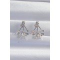 Brass Silver Color Zircon Stone Flat Bow Model Earrings